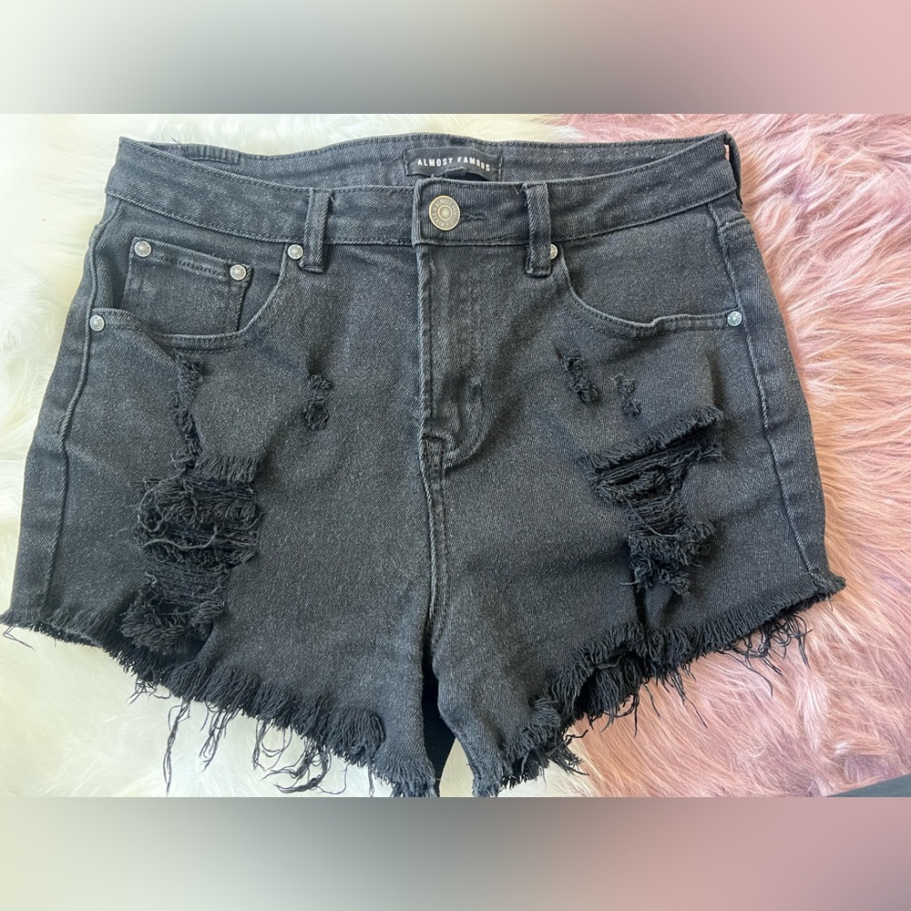 Almost Famous Black Ripped High-Rise Denim Shorts